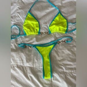 SHEIN Bright Lime and Aqua Bikini- thong